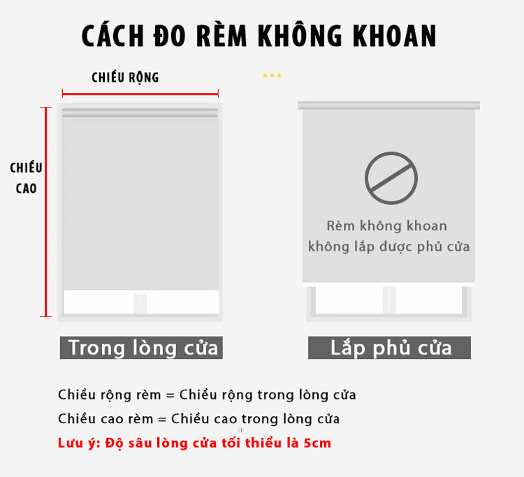 Hướng dẫn đo rèm cuốn không khoan cho cửa sổ